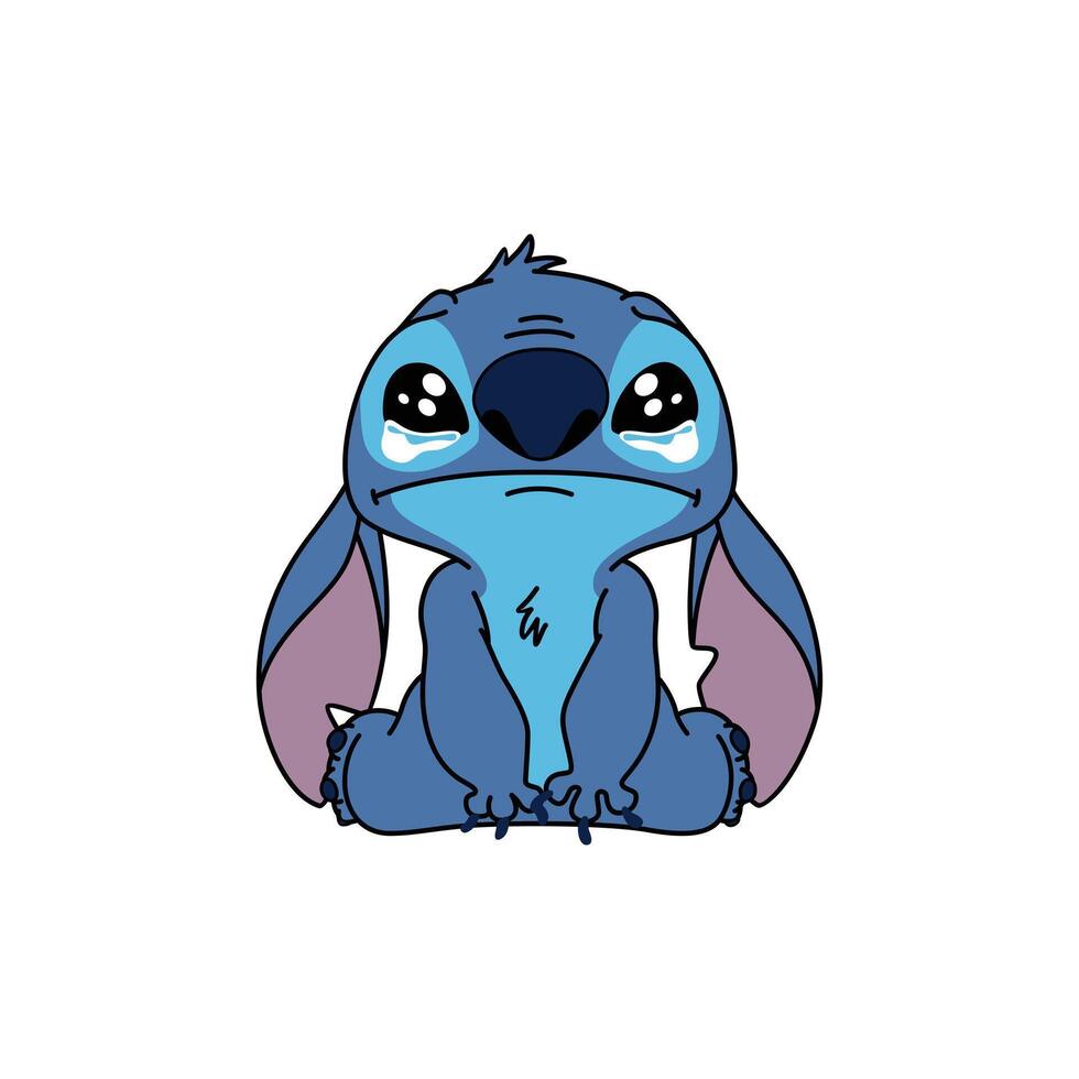 Stitch is crying vector