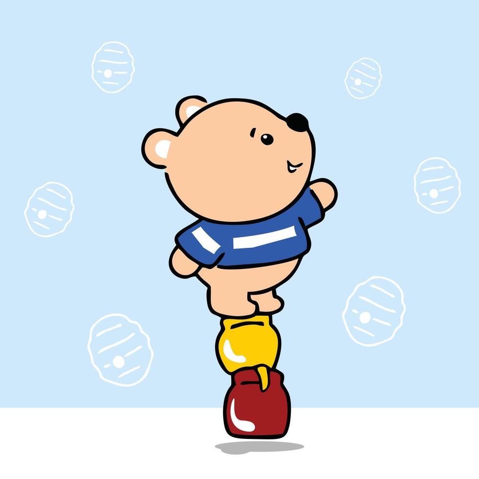Cute Bear Balancing On Jars vector