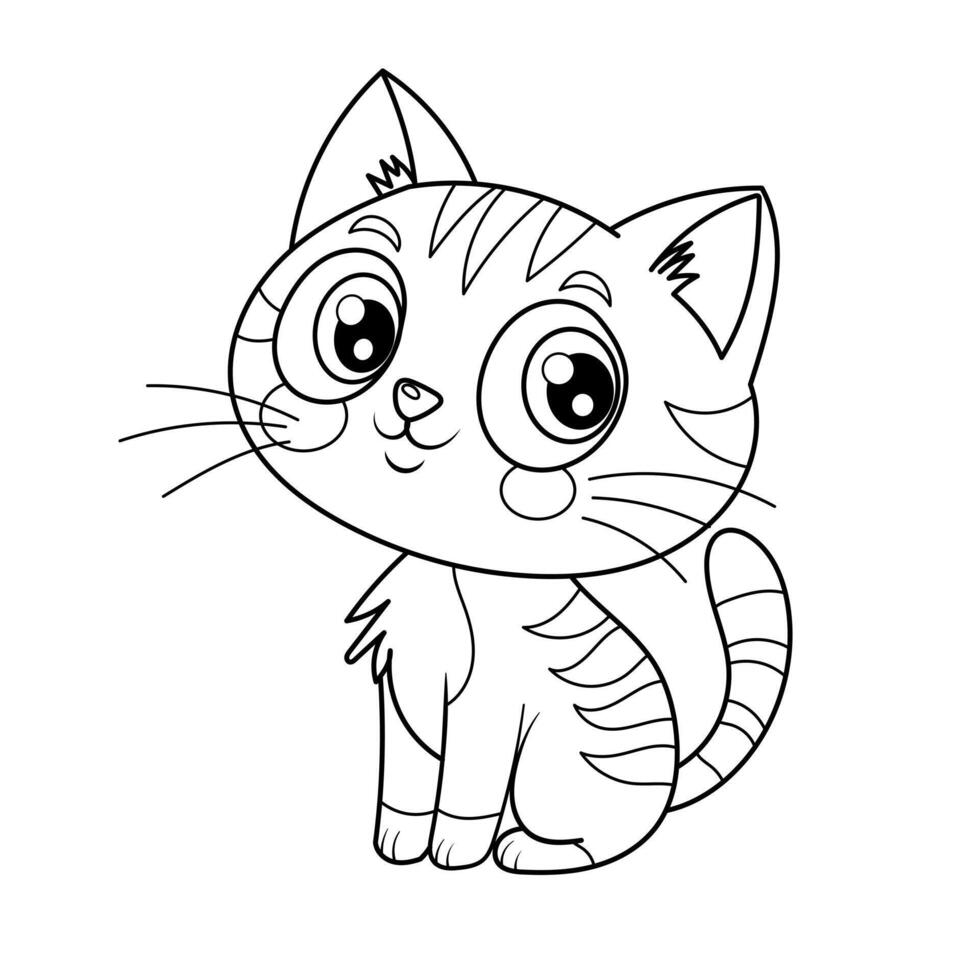 cute little kitten coloring page vector