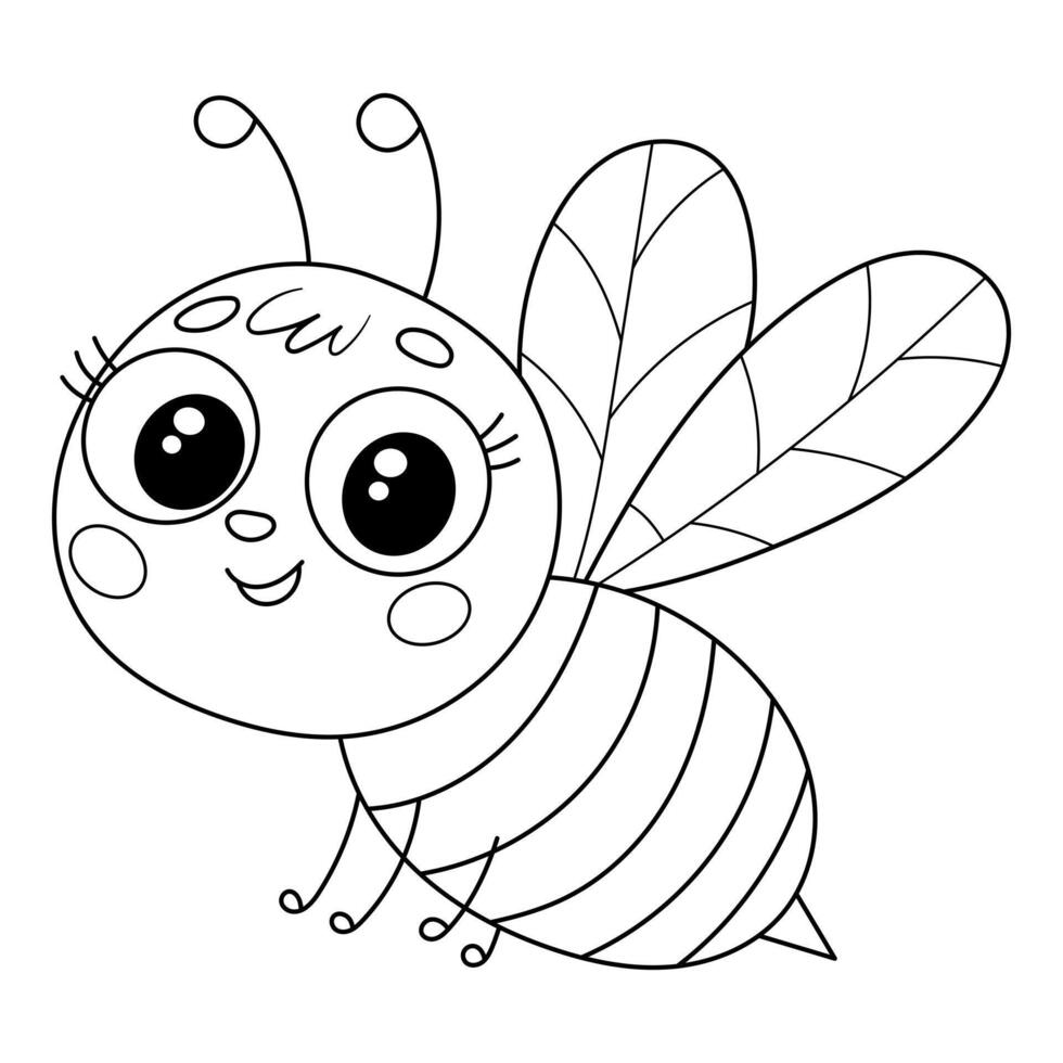 cute bee coloring book for kids vector