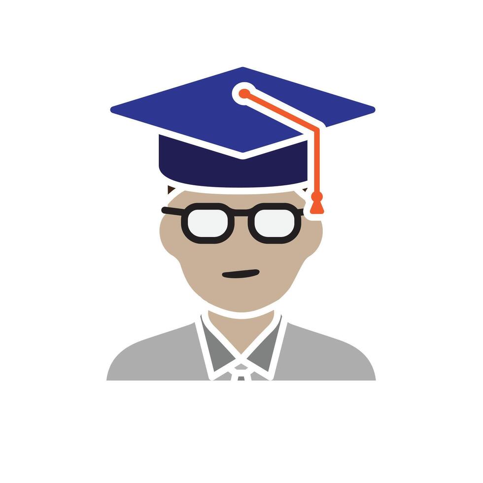 education icon. bachelor. a student wearing a toga or graduation cap. smart, learning, clever. Flat design style vector