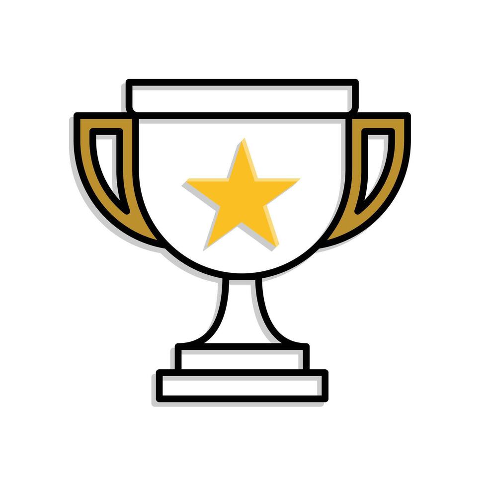 education icon. learning result or trophy. gold trophy with star in the middle. smart, learning, clever. Mixed design style vector