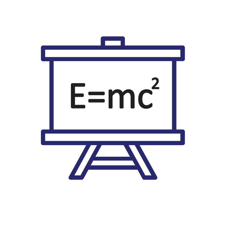 education icon. Interactive whiteboard. Digital board with physics symbols. smart, learning, clever. Outline design style vector
