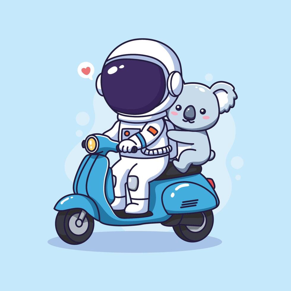 Astronaut on scooter with koala vector