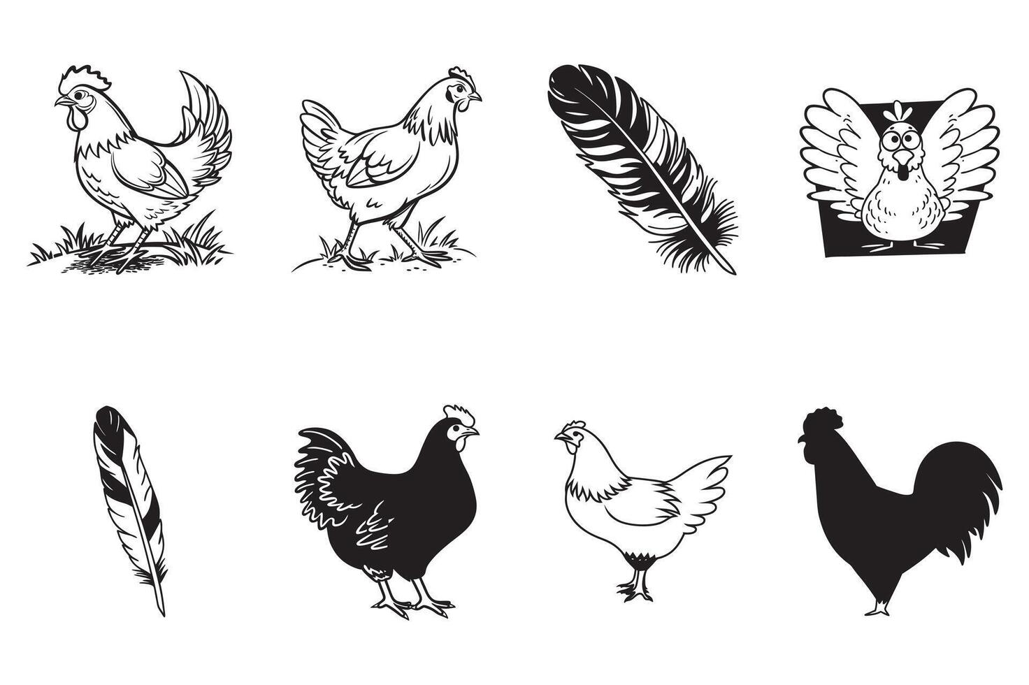 Hen Outline Graphic Isolated vector