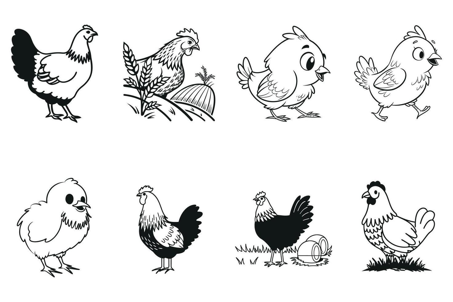 Pecking Chicken Sketch vector