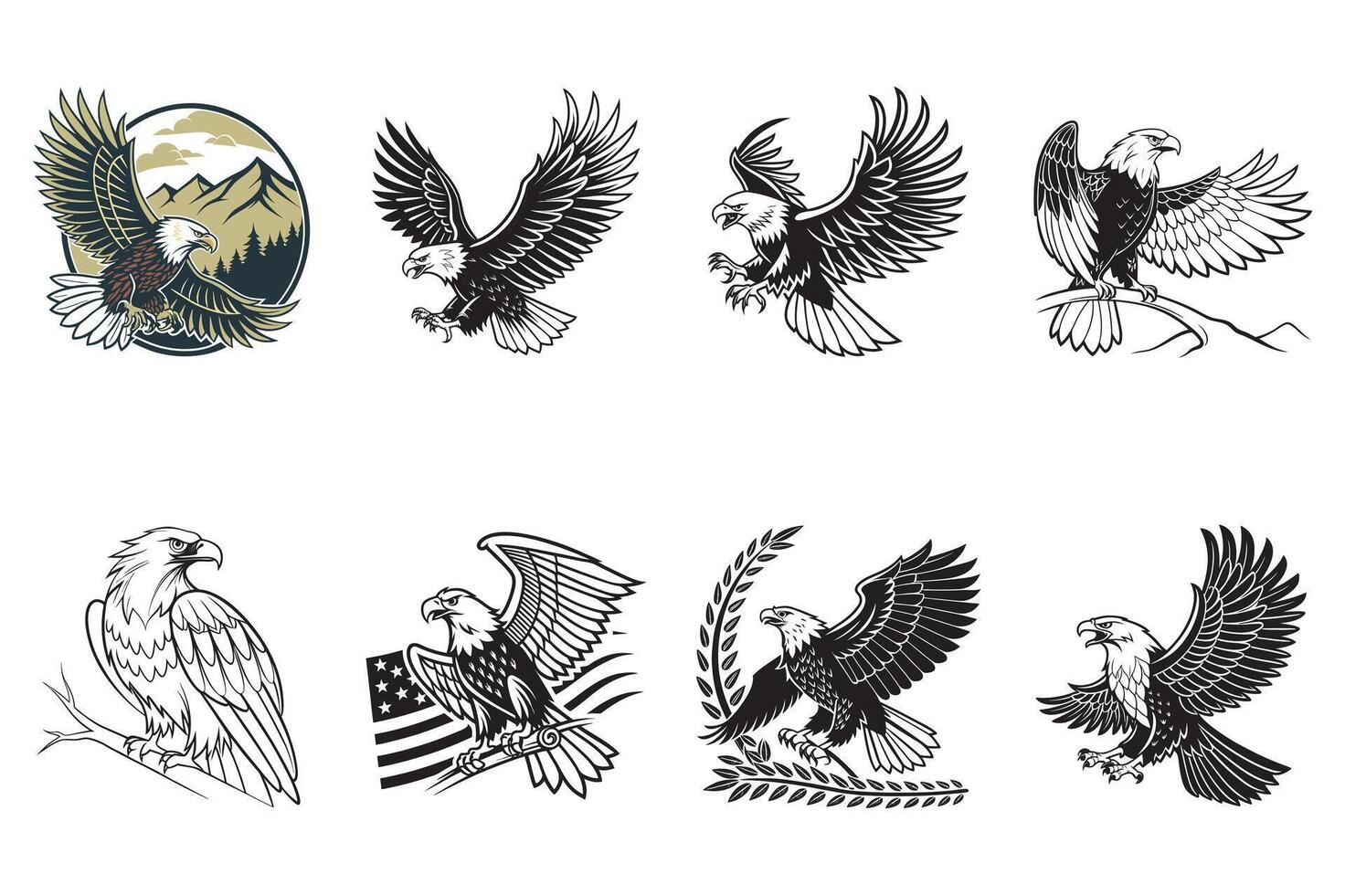 Hunting Eagle Sky Pose vector