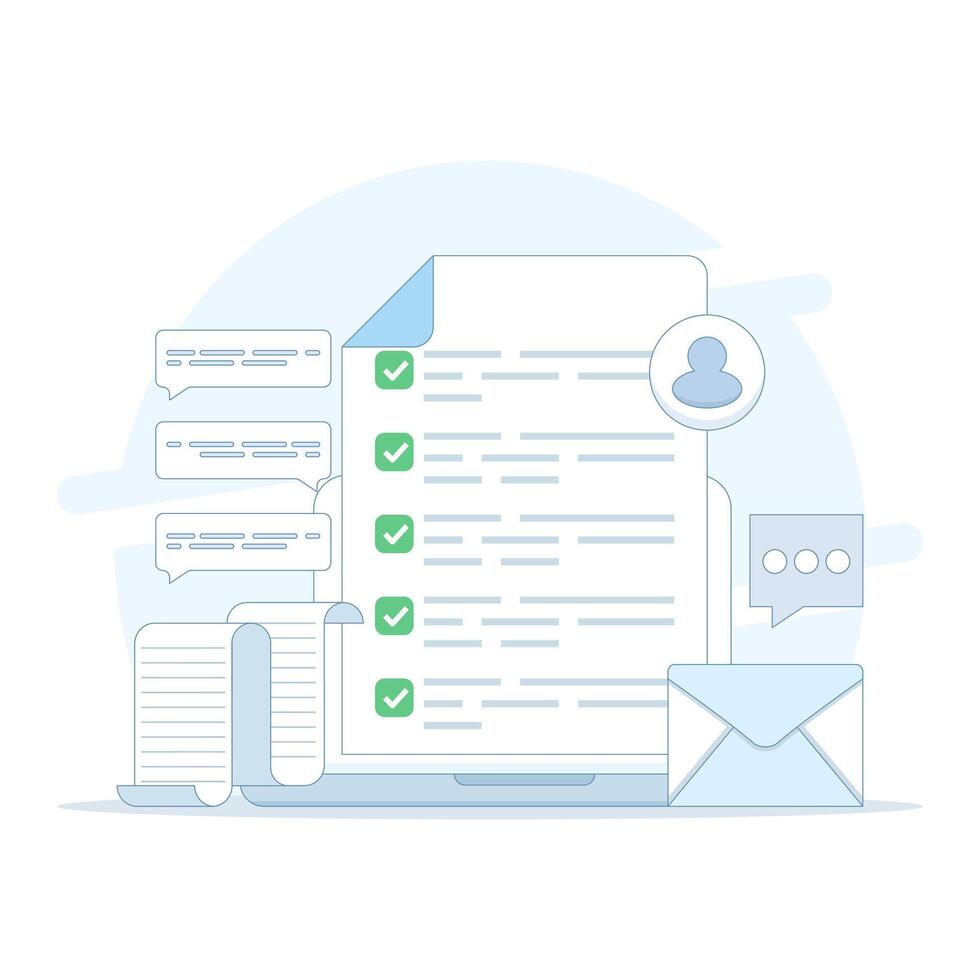 Online Checklist Concept, checkbox with check mark. checklist, to-do list to manage multiple tasks, online work schedule reminder, Checklist on screen. to do tasks. flat design illustration. vector
