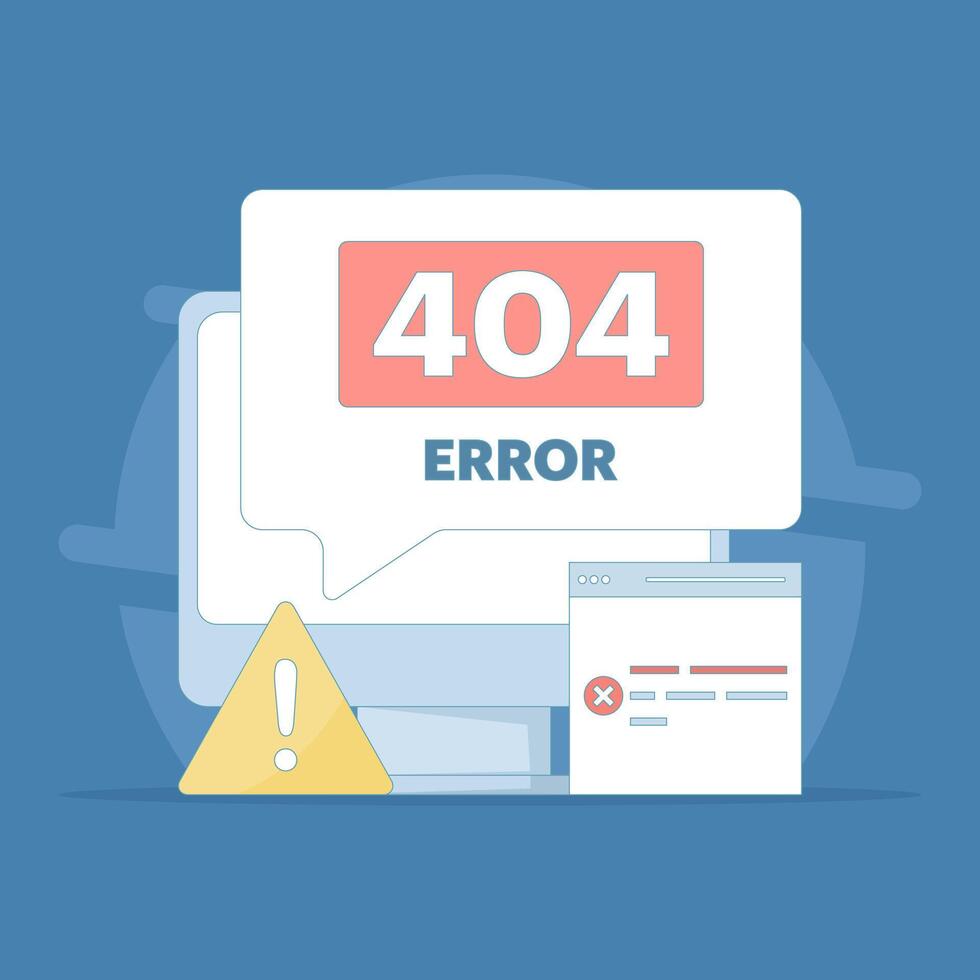 web page error concept. page not found. website problems, website repair and maintenance. fix errors on broken web pages. server and domain address repair and maintenance. flat design illustration. vector