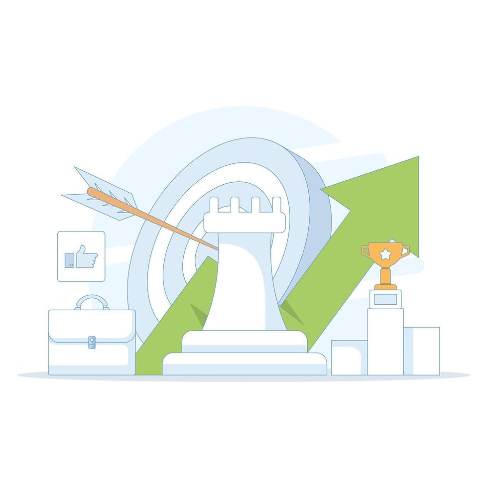 Business career success concept, Business goal achievement, Target Arrow. Goal Achievement, Business Motivation. Business achievement, target success or career growth. Flat design illustration. vector