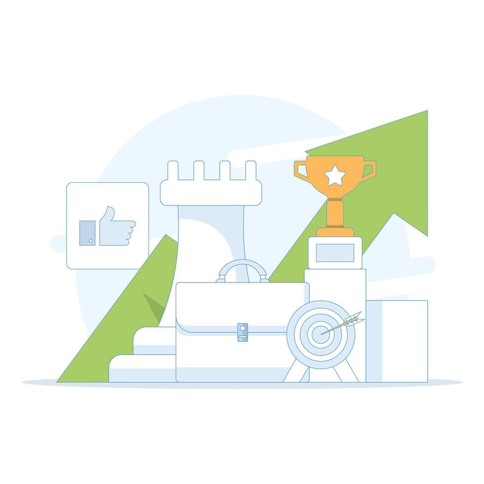Business career success concept, Business goal achievement, Target Arrow. Goal Achievement, Business Motivation. Business achievement, target success or career growth. Flat illustration. vector