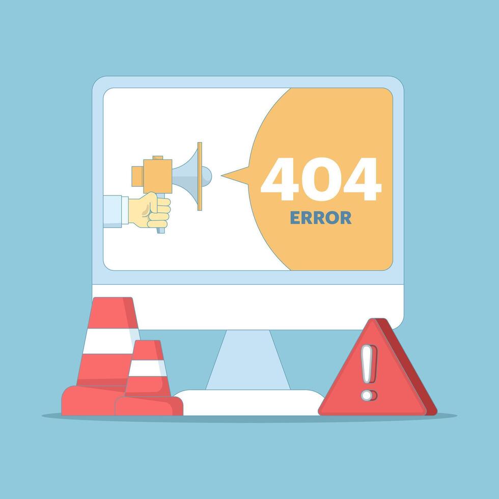 web page error concept. page not found. website problems, website repair and maintenance. fix errors on broken web pages. server and domain address repair and maintenance. illustration. vector