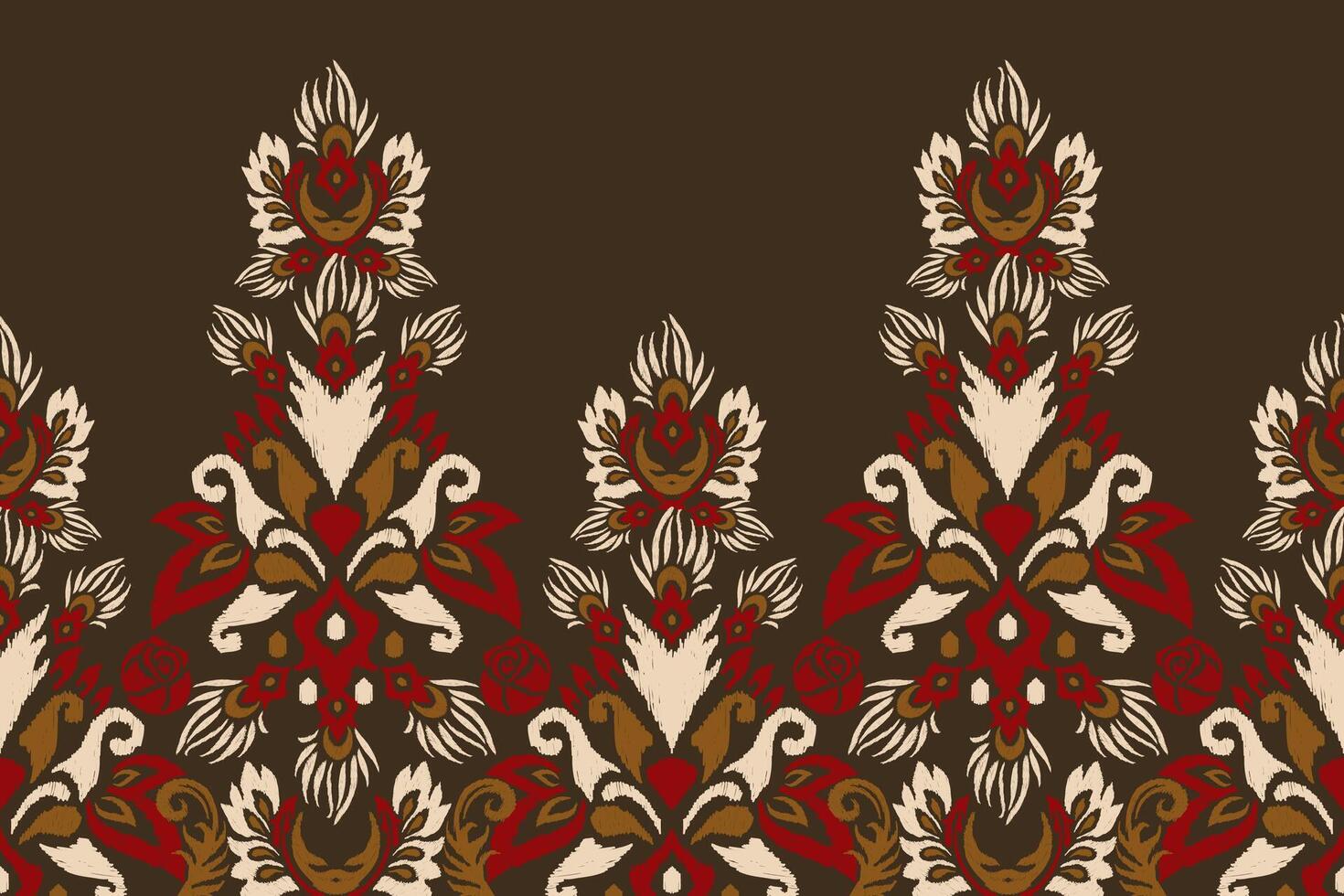 Ikat sarong pattern on brown background. vector