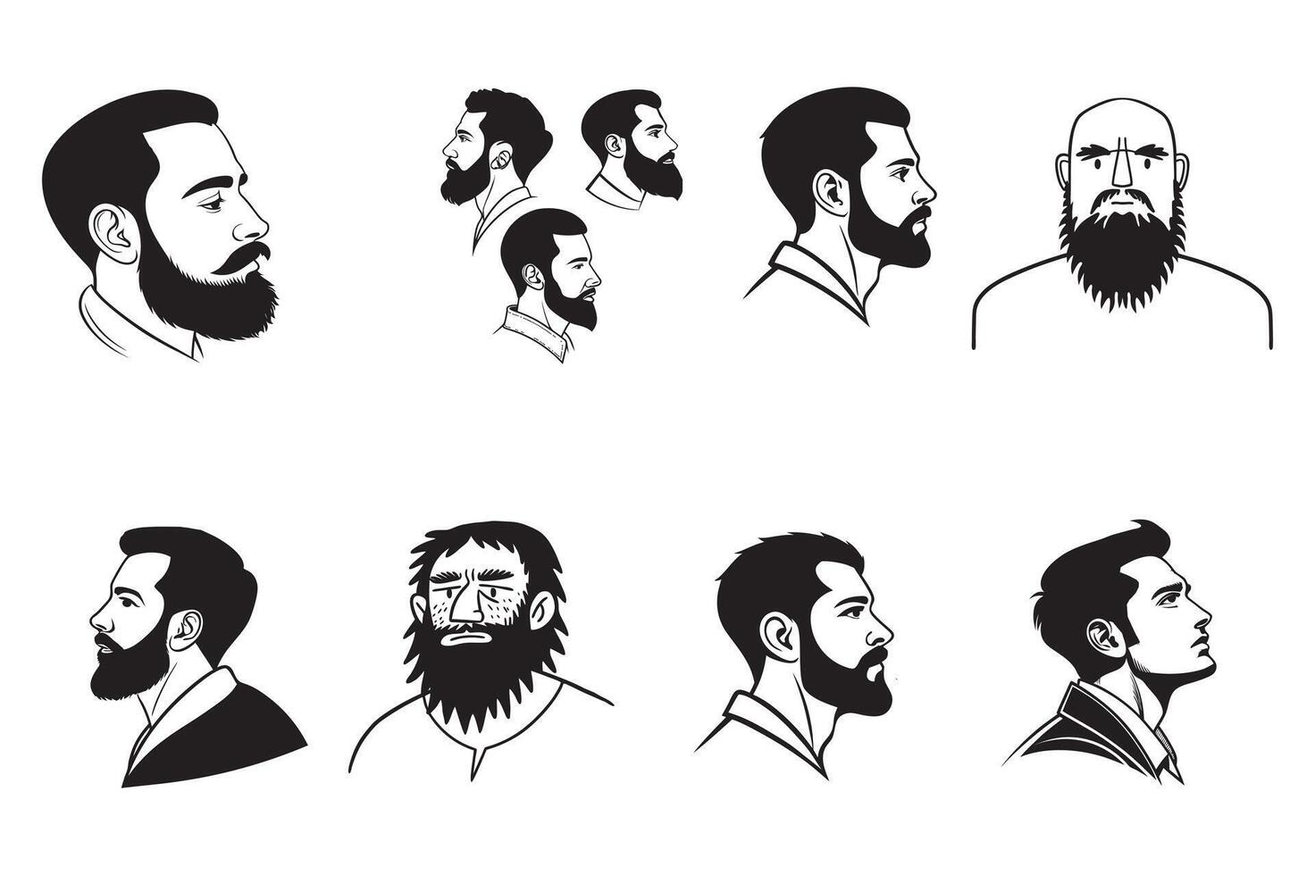 Bold Male Avatar Expression Set vector
