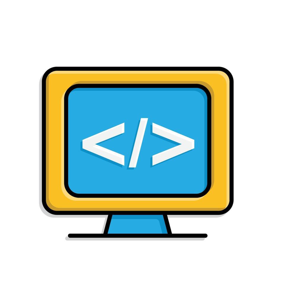 education icon. Coding and Programming Lessons. screen with programming code symbols. smart, learn, clever. isometric design style vector