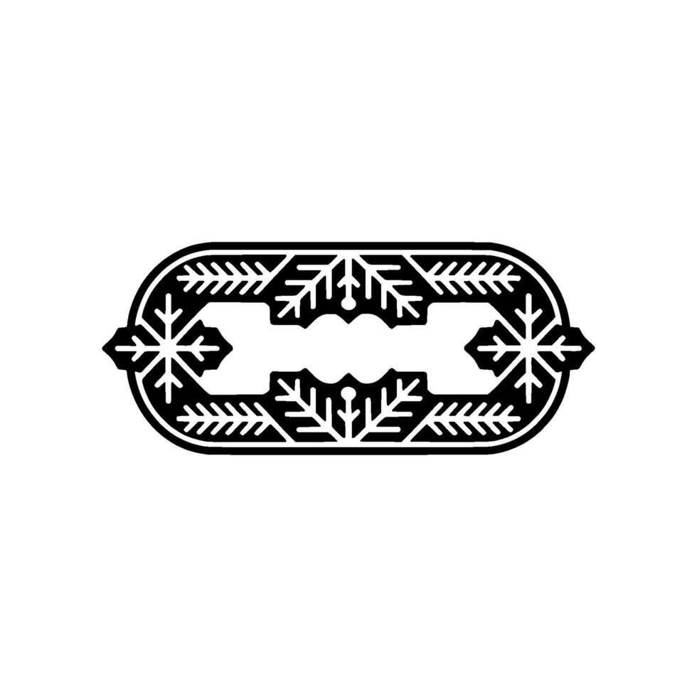 Elegant Black White Snowflake Ornament Element On White vector