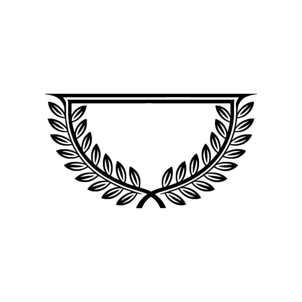 Elegant Laurel Wreath Frame Illustration In Black On Gray vector