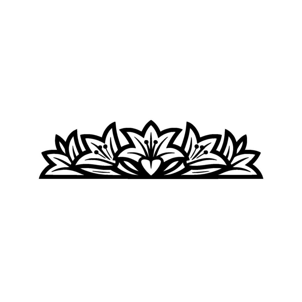 Floral Border Illustration Elegant Black And White Element vector
