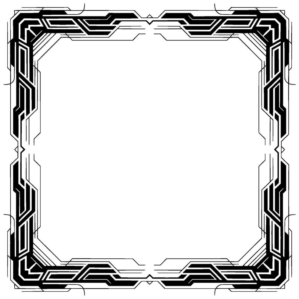 Art Deco Border Frame Geometric Black White Element vector