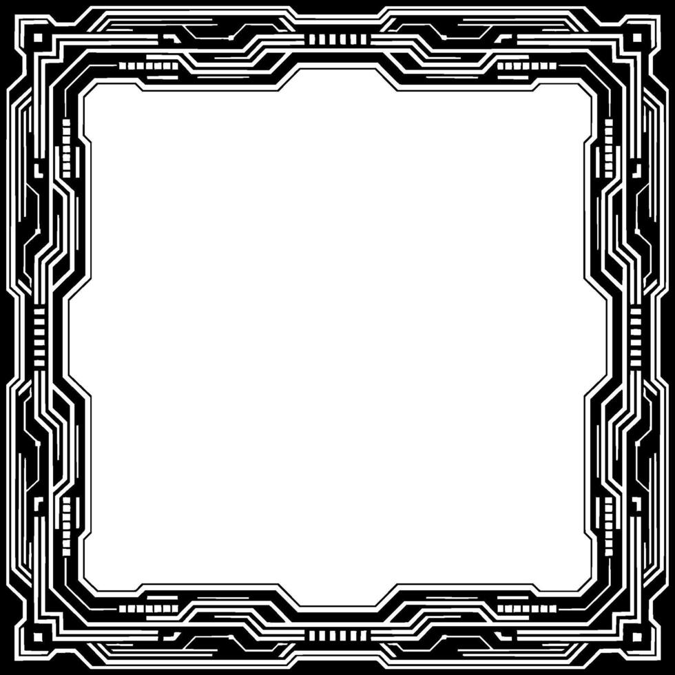 Futuristic Circuit Board Frame Black White Tech, Template vector