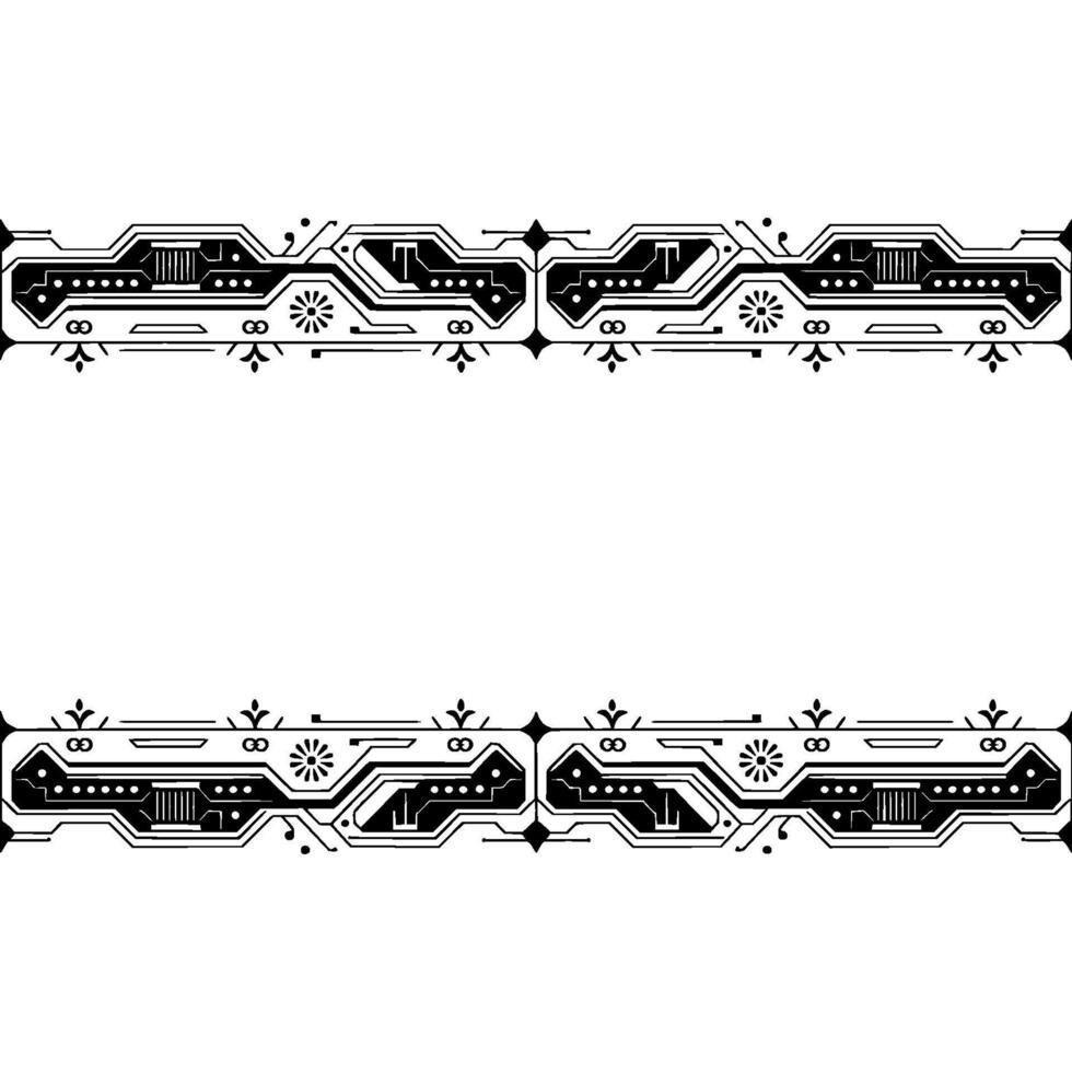 Tech Border Black Circuitry Frame, Minimalist Aesthetic, Elegant Layout vector