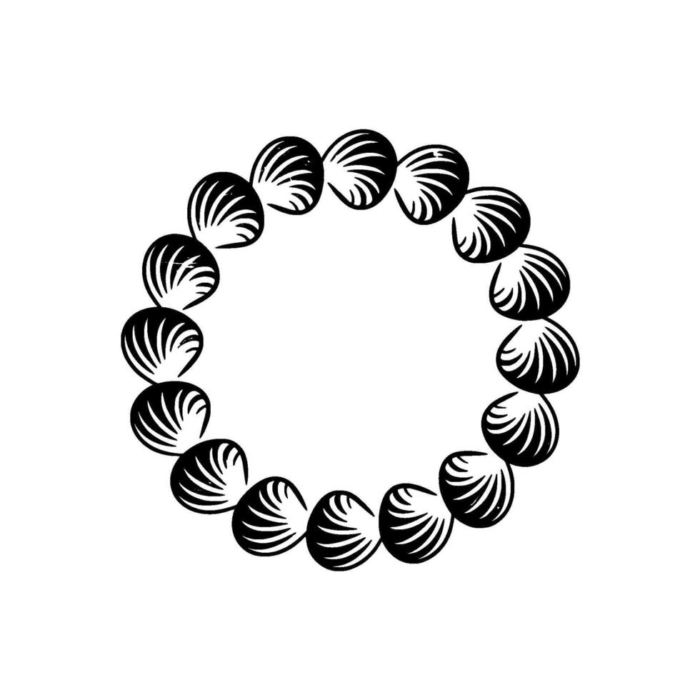 Black White Circular Seashells Frame Elegant, Minimalist vector