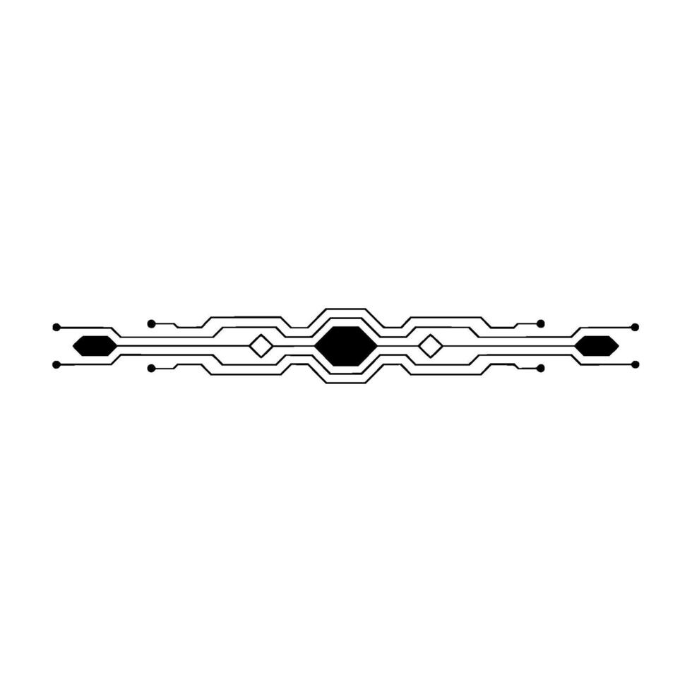 Minimalist Tech Circuit Board Element Black Lines On White Background vector
