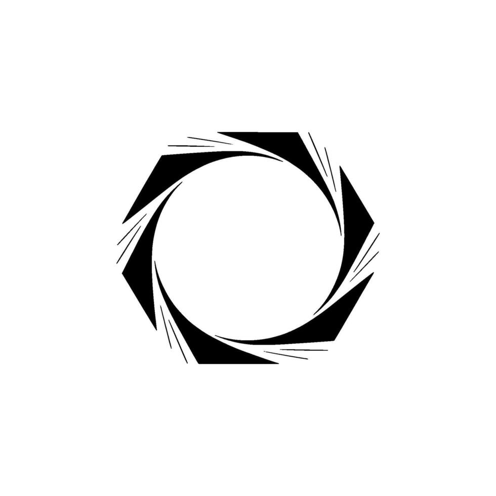 Abstract Hexagonal Aperture, Minimalist, Black And White vector