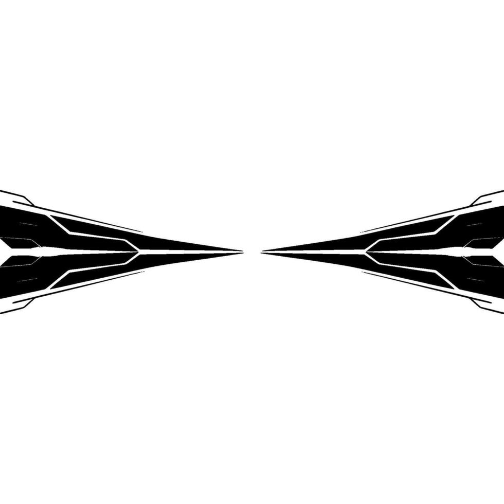 Futuristic Tech Element Symmetrical Black White Pattern On White vector