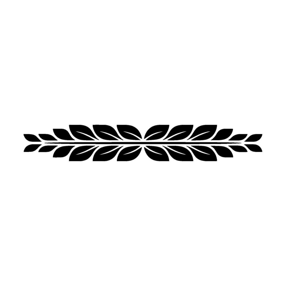 Elegant Laurel Leaf Border Element, Minimalist, Black And White vector