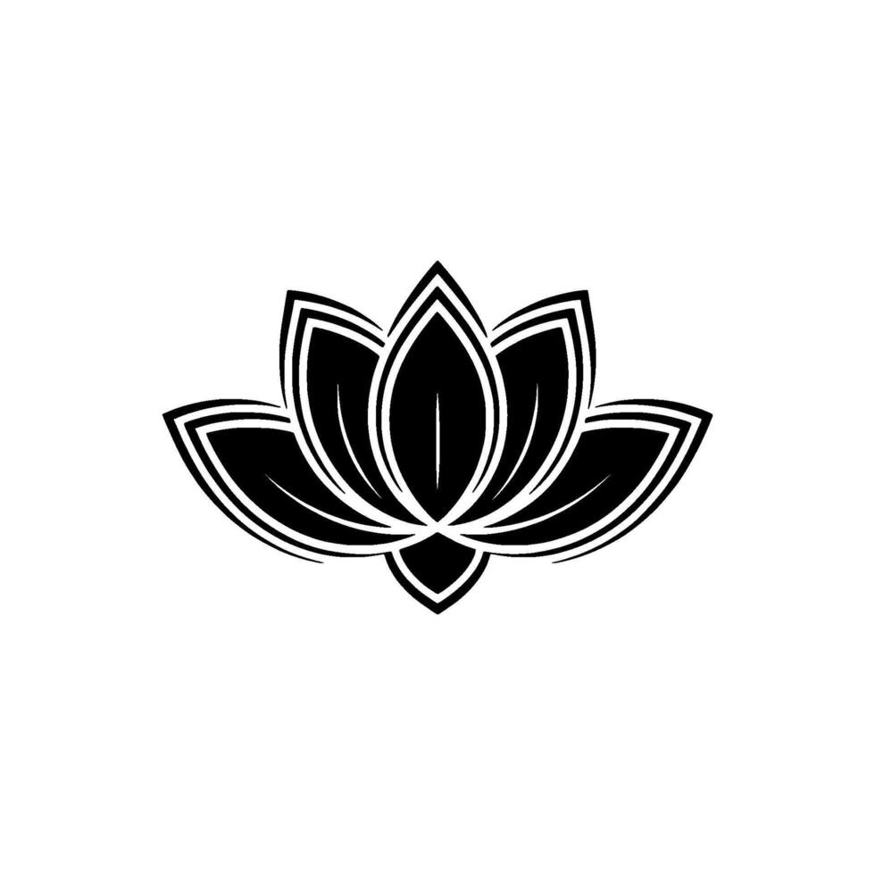 Minimalist Lotus Flower Black And White Illustration vector