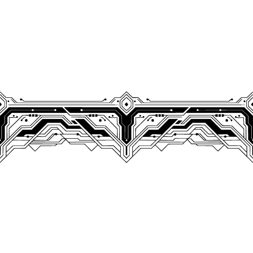 Tech Circuit Border, Minimalist Black White, Futuristic Decor vector