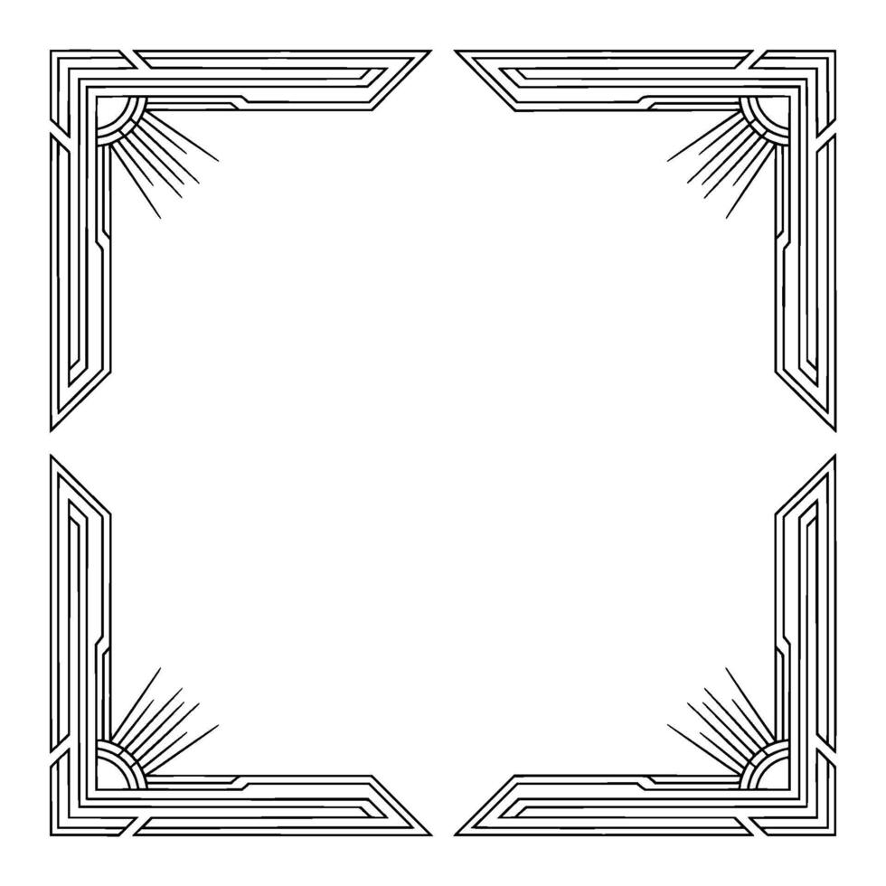 Art Deco Frame Border Geometric On White Background vector