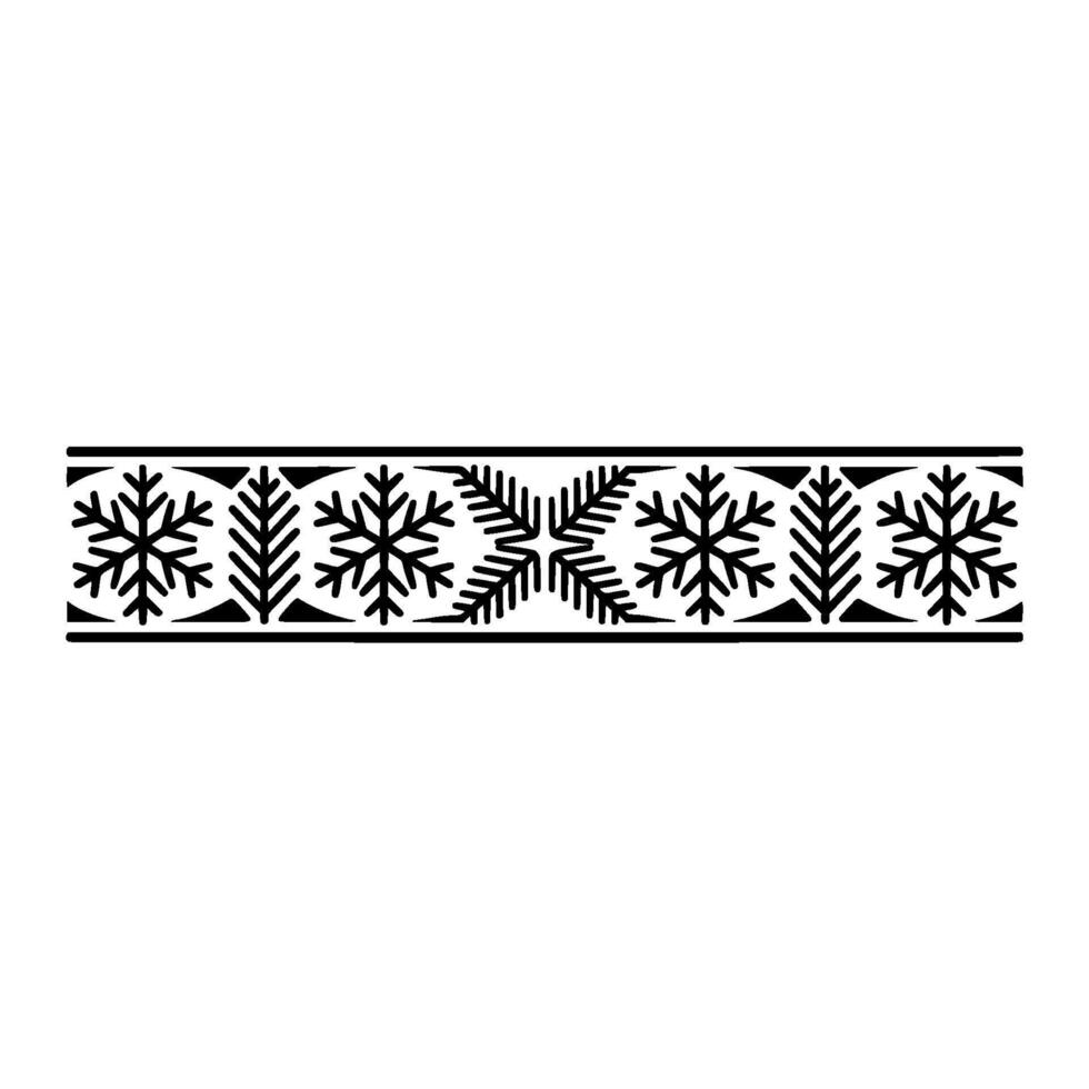 Minimalist Winter Pattern Black Snowflakes Leaves Border vector