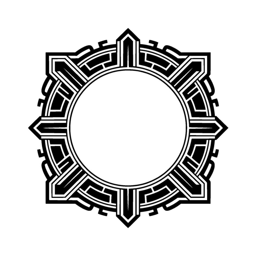 Geometric Art Deco Frame With Circle Element Black White vector