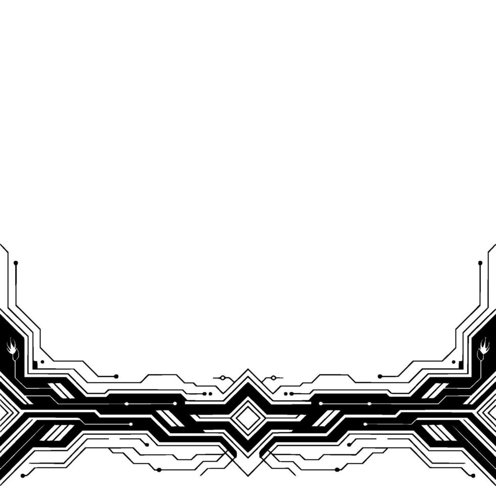 Tech Abstract Minimalist Circuitry Border On White vector