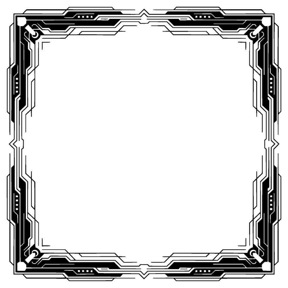Geometric Tech Frame Modern Border, Futuristic, Illustration vector