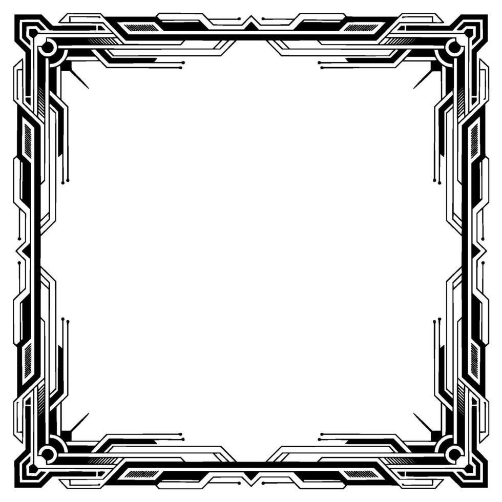 Geometric Art Deco Frame, Black White, Empty Space, Elegant vector