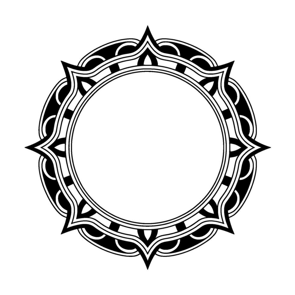 Elegant Black And White Circular Ornament Frame vector