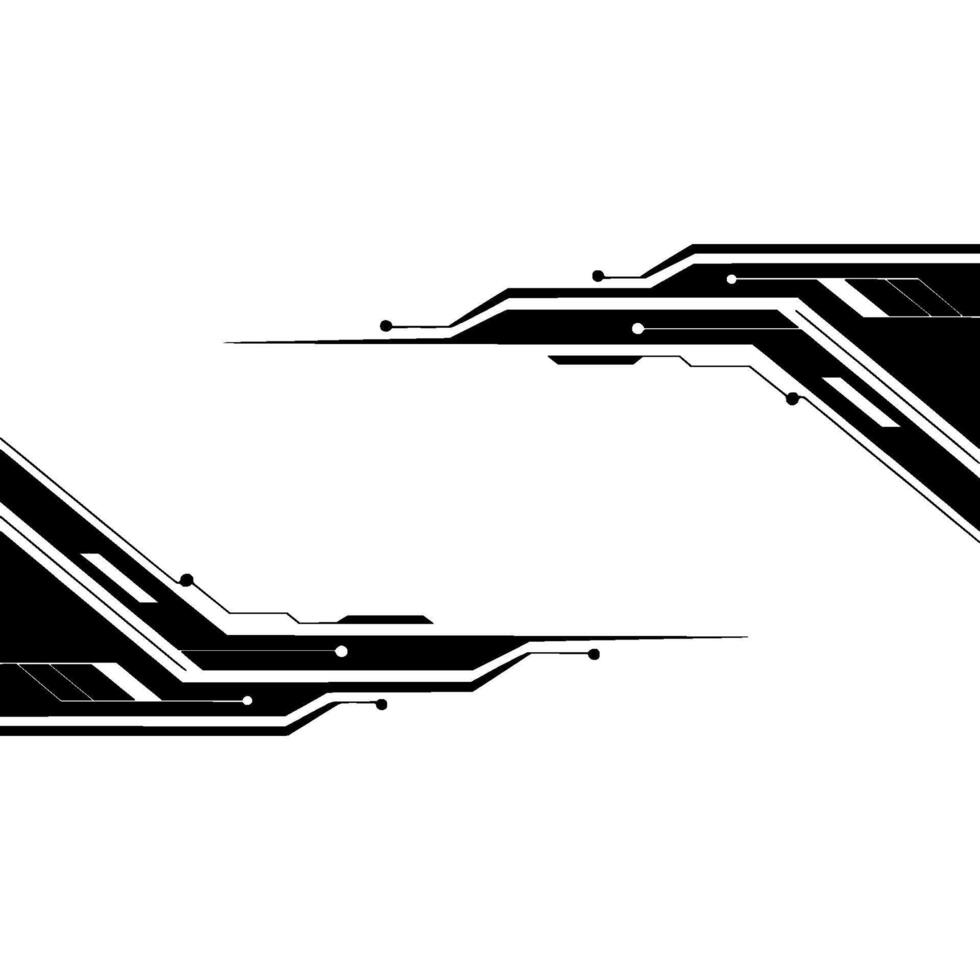 Abstract Tech Border With Circuitry Elements On White Backdrop vector