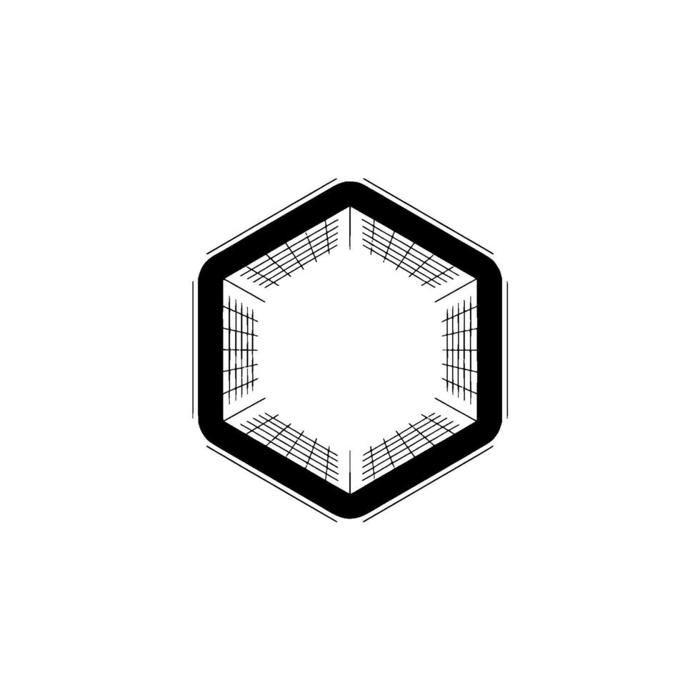 Abstract Hexagon Structure With Gridded Interior On Gray Background vector