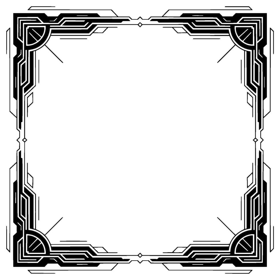 Art Deco Geometric Frame, Black And White Decorative Border Element vector