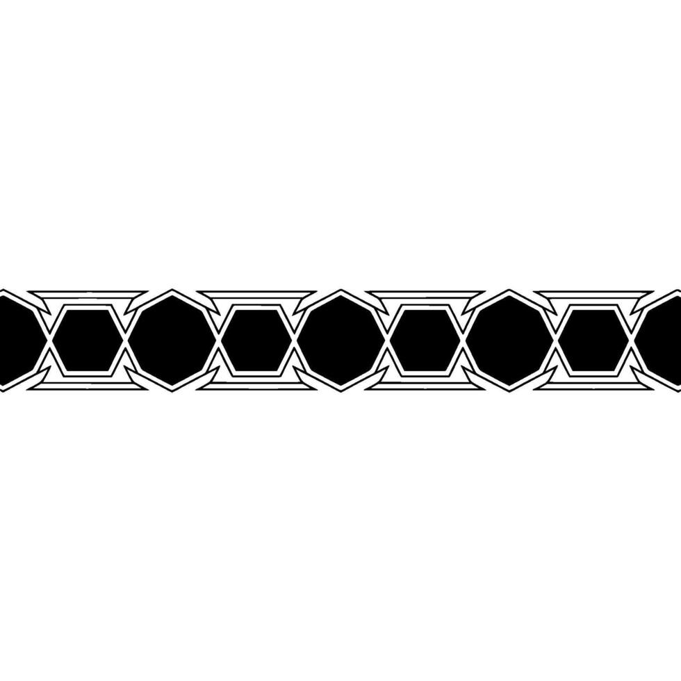 Geometric Border Black Octagons On White, Minimalist Element vector