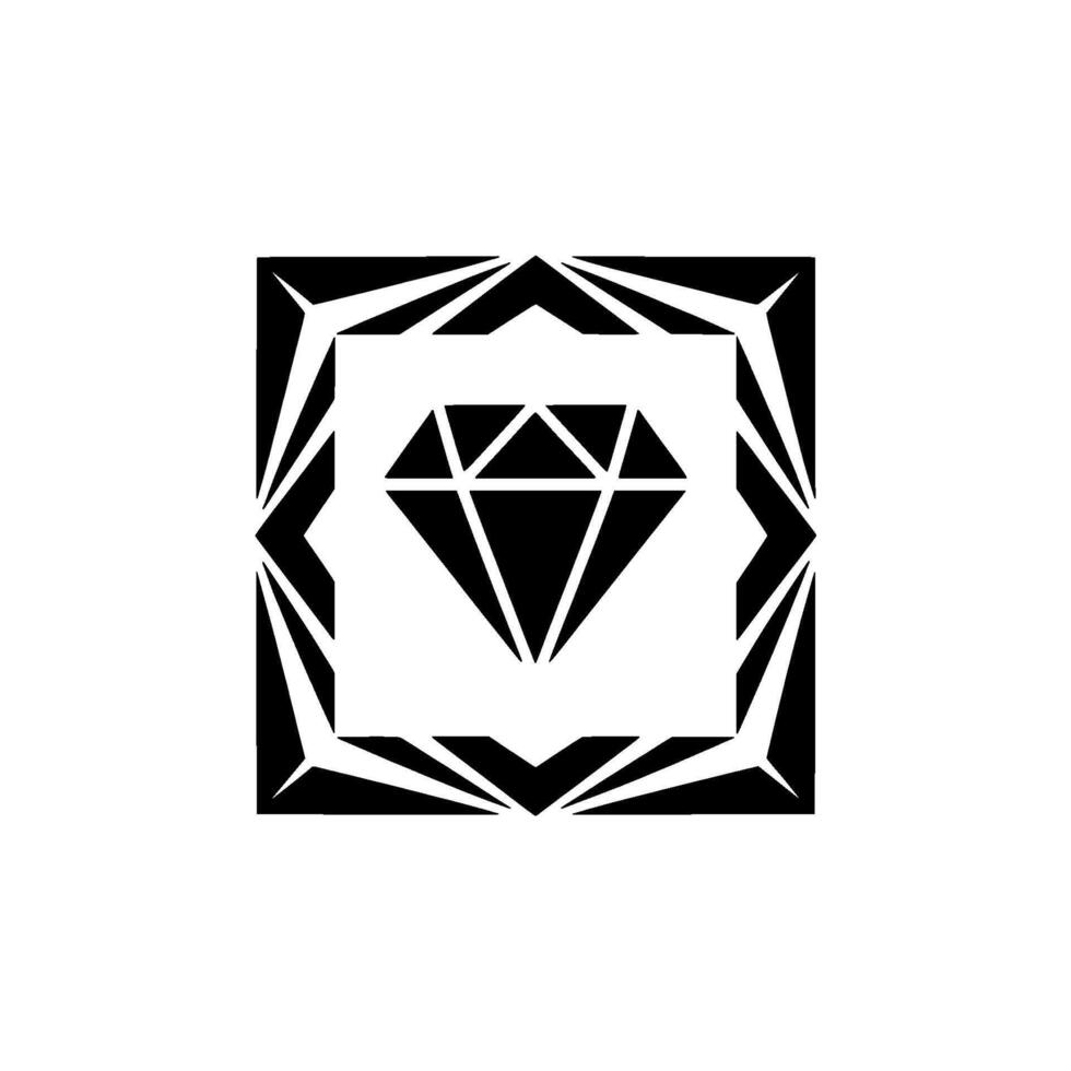 Modern Geometric Diamond With Border, Black On White, Minimalist vector