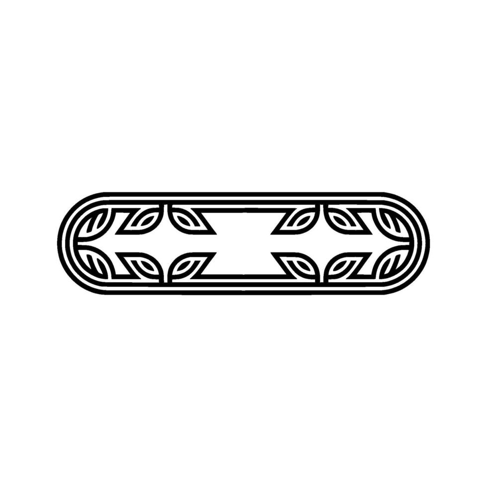 Elegant Ornamental Frame With Leaf Motifs Minimalist Black White vector
