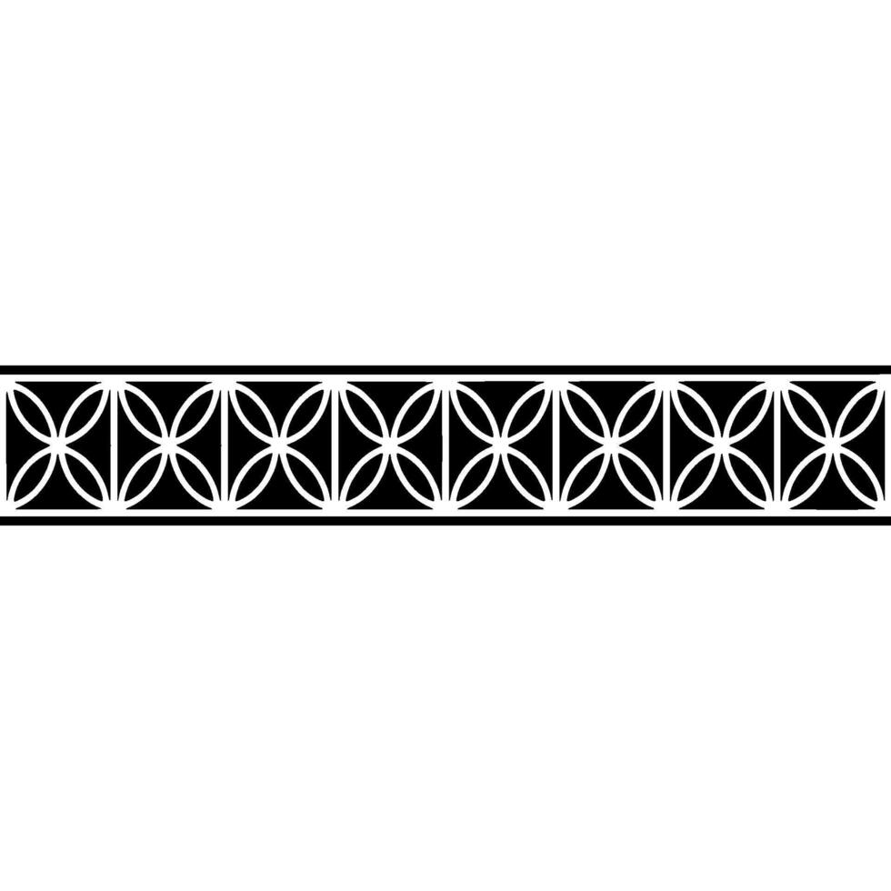Geometric Floral Motif Border In Black And White Modern vector