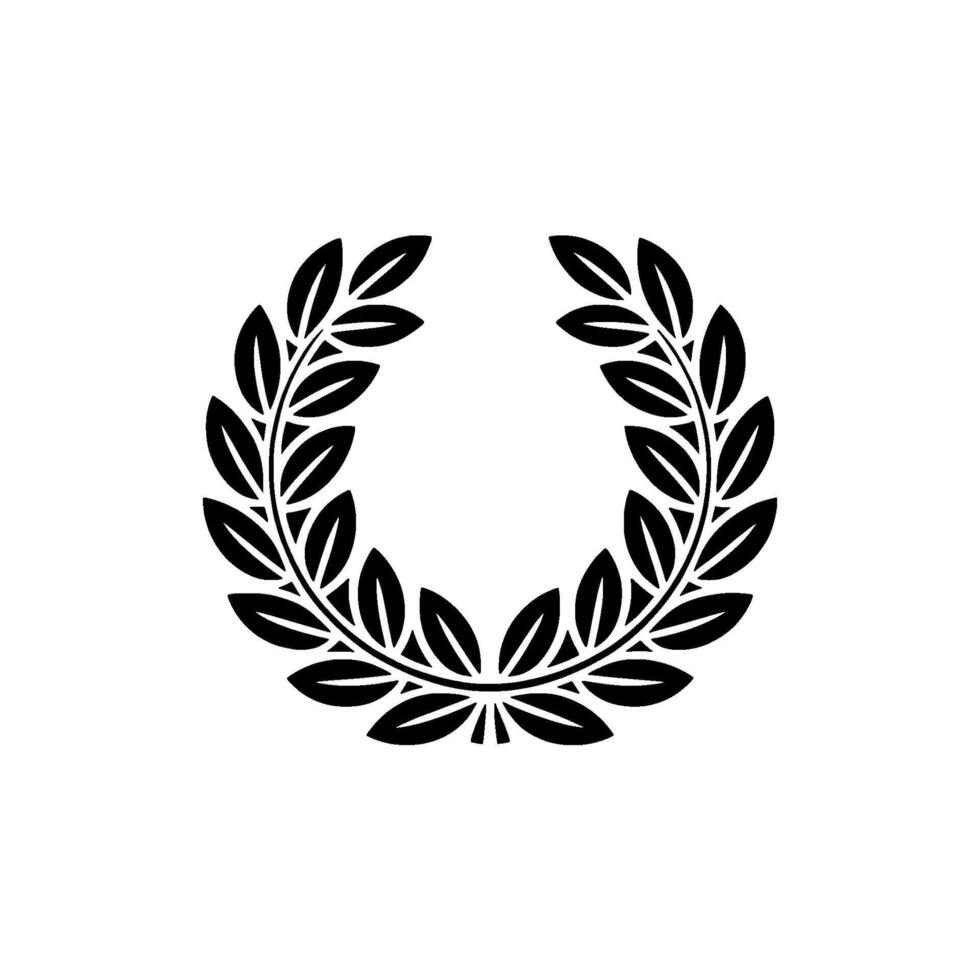 Black Laurel Wreath Silhouette On White Background Emblem, Victory Concept vector