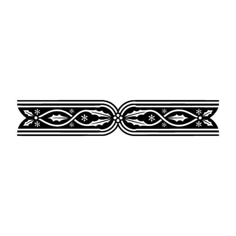 Elegant Christmas Ribbon Border, Black White Ornament vector