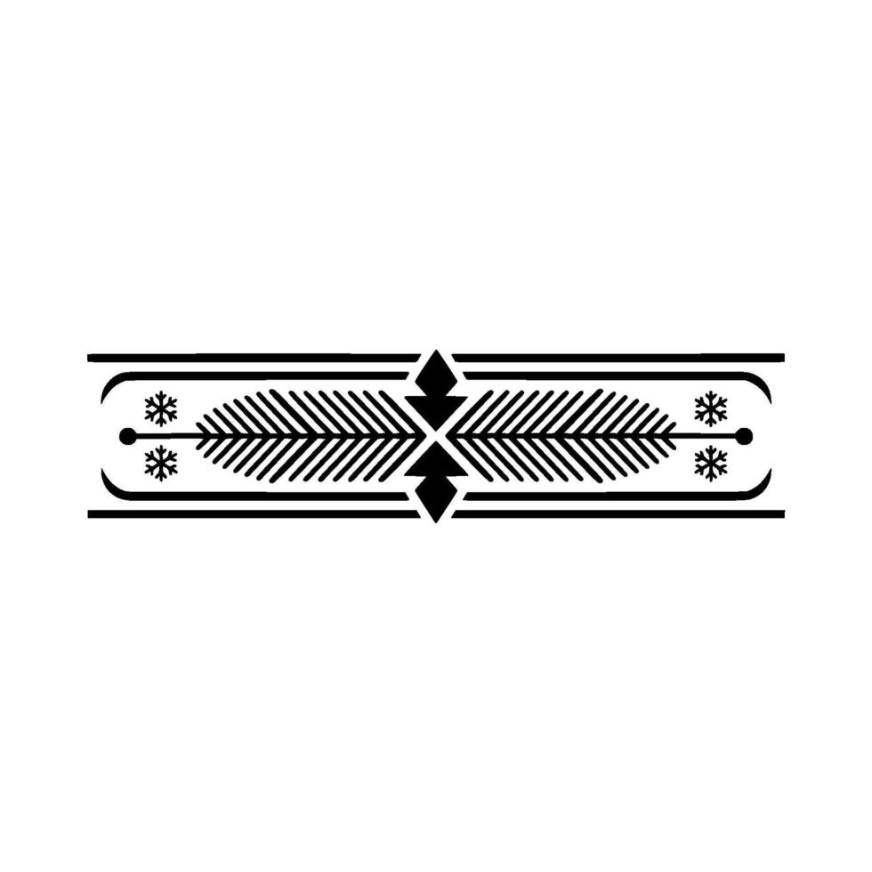 Geometric Winter Border Black And White Ornament, Festive vector