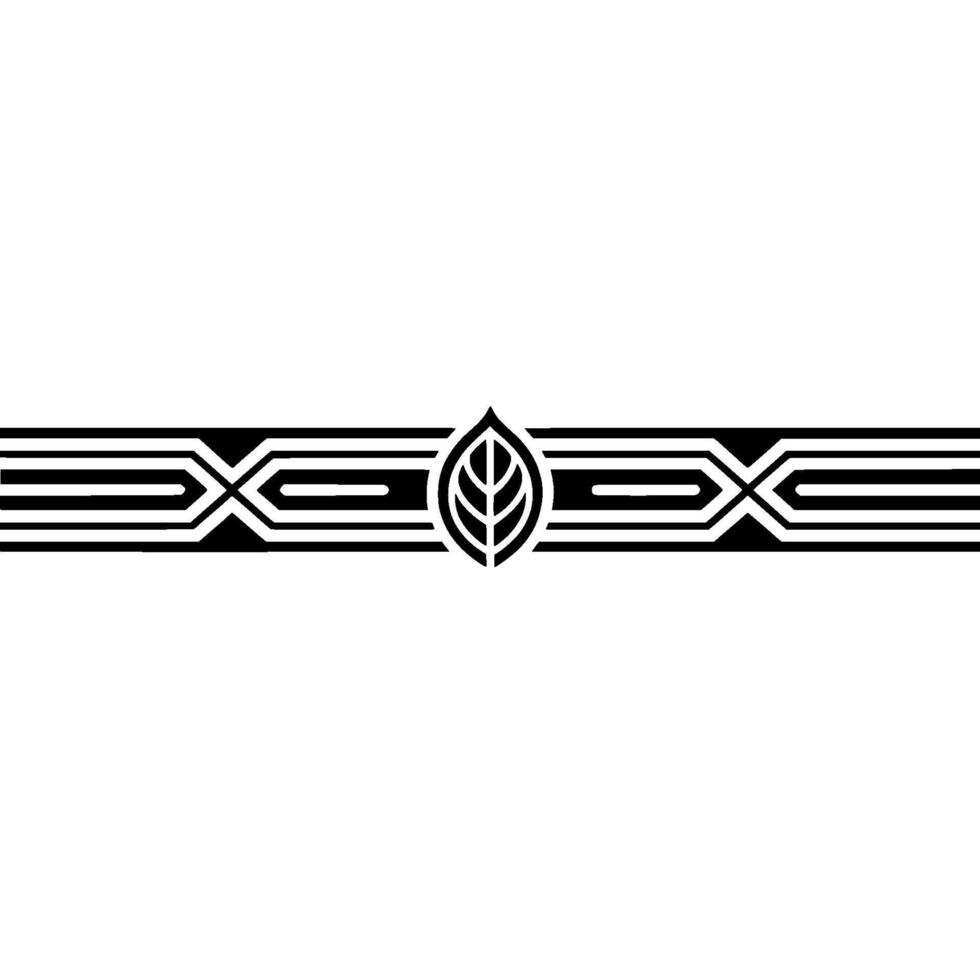 Minimalist Black And White Leaf, Geometric Border On White vector